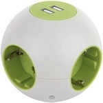 REV Powerglobe Kugelsteckdose 4fach mit USB weis/gr&uuml;n (0015408102)