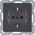 Berker 41436086 Steckdose SCHUKO mit Schraub-Liftklemmen, Q.1/Q.3, anthrazit samt,