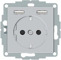 Merten MEG2366-0460 Schuko-Steckdosen-Einsatz mit USB Ladeger&auml;t 2,4 A, System M,