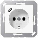 Jung A1520-18CWW SCHUKO Steckdose mit USB-Ladeger&auml;t, Serie A/AS, alpinwei&szlig;