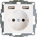 Kopp Unterputz-Schutzkontakt Steckdose mit 2 USB-Ladebuchsen, HK07, reinwei&szlig;