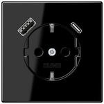 Jung LS1520-15CASW SCHUKO Steckdose mit USB-Ladeger&auml;t, Serie LS, schwarz