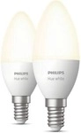 Philips Hue White Smarte LED Lampe, Kerze, Doppelpack, E14, 5,5W, 470lm, 2700K