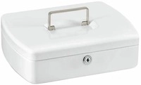 Burg W&auml;chter Office 2257 Geldkassette, Hartgeldeinsatz, Breite 255mm, Stahl, wei&szlig;