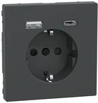 Merten SCHUKO Steckdose mit USB-Ladeger&auml;t Typ A und Typ C / 3,0 A, System Design,