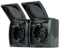 REV AquaForm AP Steckdose 2fach, waagerecht, anthrazit (0007091900)