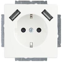 Busch-Jaeger 20 EUCB2USB-884 Schuko USB-Steckdose, 2-Fach, Studiowei&szlig; Matt