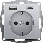Gira 245926 SCHUKO-Steckdose 16 A 250 V~ mit Shutter und USB-Spannungsversorgung