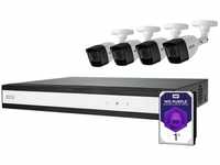 ABUS TVVR33842T Komplett-Set mit Hybrid-Videorekorder und 4 analogen