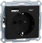 Merten MEG2367-0403 Schuko Steckdose mit USB Ladeger&auml;t, System M, schwarz Matt