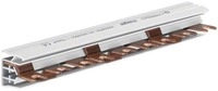 Hager KDN363N Phasenschiene, 3-polig, 63A, Gabel, 10mm&sup2;, 9 Module, L&auml;nge 162mm