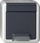 Gira 444030 SCHUKO-Steckdose 16 A 250 V~ mit Klappdeckel WG AP, Grau