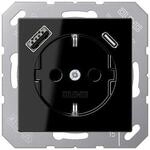 Jung A1520-15CASW SCHUKO Steckdose mit USB-Ladeger&auml;t, Serie A/AS, schwarz