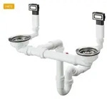 Hansgrohe D15-10 Manuelle Ab- und &Uuml;berlaufgarnitur f&uuml;r Doppelbecken - Edelstahl