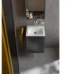 KEUCO X-Line Waschtischunterbau, Anschlag rechts, 460 x 605 x 380mm - Inox