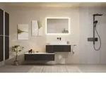 Hansgrohe Xevolos E Hochschrank Korpus wei&szlig;, Front Textil Dunkelgrau - wei&szlig; matt