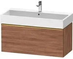 Duravit D-Neo Waschtischunterbau wandh&auml;ngend mit M&ouml;belgriff Gold poliert - Nussbaum