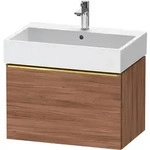 Duravit D-Neo Waschtischunterbau wandh&auml;ngend mit M&ouml;belgriff Gold poliert - Nussbaum
