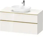 Duravit D-Neo Konsolenwaschtischunterbau mit M&ouml;belgriff Gold poliert - Wei&szlig;
