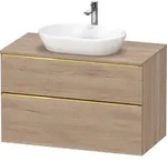 Duravit D-Neo Konsolenwaschtischunterbau mit M&ouml;belgriff Gold poliert - eiche