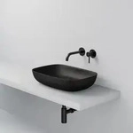 Steinberg Serie 440 Aufsatzwaschtisch rechteckig Solid Surface - schwarz matt