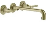Gessi Inciso 2-Griff-Waschtisch-Wandarmatur 235-255mm - messing geb&uuml;rstet