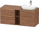 Duravit D-Neo Konsolenwaschtischunterbau mit M&ouml;belgriff Gold poliert - Nussbaum