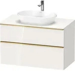 Duravit D-Neo Konsolenwaschtischunterbau mit M&ouml;belgriff Gold poliert - Wei&szlig;