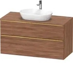 Duravit D-Neo Konsolenwaschtischunterbau mit M&ouml;belgriff Gold poliert - Nussbaum