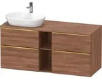 Duravit D-Neo Konsolenwaschtischunterbau mit M&ouml;belgriff Gold poliert - Nussbaum