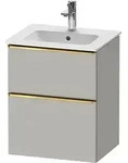 Duravit D-Neo Waschtischunterbau wandh&auml;ngend mit M&ouml;belgriff Gold poliert -
