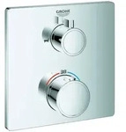 GROHE Grohtherm Thermostat-Wannenbatterie, eckig mit integrierter 2-Wege Umstellung -