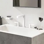 Hansgrohe Finoris 3-Loch Waschtischarmatur 160 mit Push-Open Ablaufgarnitur - wei&szlig;
