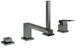 GROHE Eurocube 4-Loch Einhand-Wannenkombination - hard graphite geb&uuml;rstet