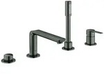 GROHE Lineare 4-Loch Einhand-Wannenkombination - hard graphite geb&uuml;rstet