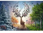 Erwachsenenpuzzle 1000 Teile - Der magische Hirsch und die vier Jahreszeiten /