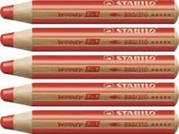 STABILO woody 3 in 1 duo - zweifarbige Mine 5er Set STABILOrot/dunkelgr&uuml;n