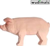 Corvus Wudimals A040604 - Schwein Pig handgeschnitzt aus Holz