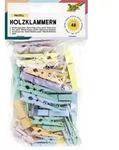 Folia Holzklammern PASTELL in 3 Gr&ouml;&szlig;en sortiert 48 St&uuml;ck farbig sortiert / Folia
