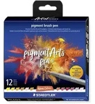 STAEDTLER Fasermaler mit Pinselspitze pigment brush 371 Warm Colours 12er Set /