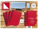 A 6 Notizbuch - Set 4+2 gratis Luxury 80 Seiten ROT JUPITER GLITTER-OPTIK...