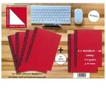 A 6 Notizbuch - Set 4+2 gratis Luxury 80 Seiten ROT JUPITER GLITTER-OPTIK...
