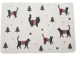Haustierdecke 'xmas Silhouetten Katzen' rohwei&szlig; / David Fussenegger Textil / Bei