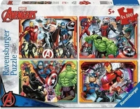 Ravensburger Spieleverlag Kinderpuzzle 4x100 Teile - Marvel Avengers - Die m&auml;chtigen