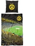 BVB 16802800 - BVB Bettw&auml;sche S&uuml;dtrib&uuml;ne Baumwolle 135x200cm/80x80cm Borussia