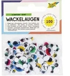 Folia Wackelaugen mit Wimpern 6 verschiedene Gr&ouml;&szlig;en 100 St&uuml;ck farbig sortiert /