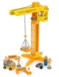 small foot 12007 - Baukran aus Holz mit Baustellenzubeh&ouml;r 13 Teile 360 Grad drehbar