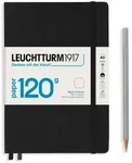 Notizbuch Medium (A5) EDITION 120 Hardcover 203 nummerierte Seiten Schwarz blanko /