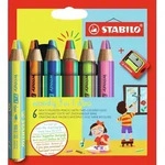 STABILO Bunststifte woody 3in1 duo 6er Set + Spitzer / Stabilo