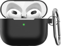 KEYBUDZ Elevate Schutzh&uuml;lle mit Karabiner f&uuml;r Apple AirPods 3 Schutzcase, Schwarz